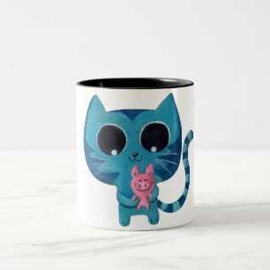 Tasse 2 Couleurs Chat et porc mignons de Kitty