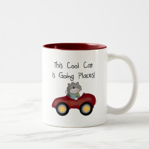 Tasse 2 Couleurs Chat Going Places Chemises rouges Voiture et cadea