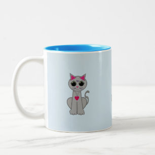 Tasse 2 Couleurs Chat gris mignon