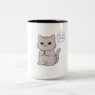 Tasse 2 Couleurs Chat imperturbable "Pas Mon Problème" Design Amusa