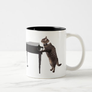 Tasse 2 Couleurs Chat Jouer Piano