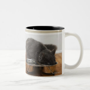 Tasse 2 Couleurs Chat mangeant de la cuvette