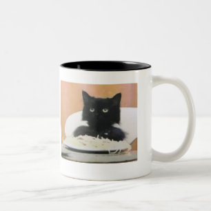 Tasse 2 Couleurs Chat mangeant des spaghetti