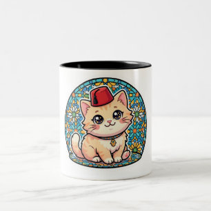 Tasse 2 Couleurs Chat marocain Kawaii mignon avec autocollant Tarbo