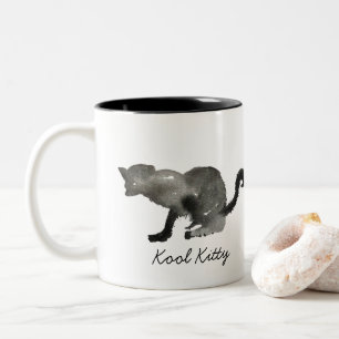 Tasse 2 Couleurs Chat monochrome couleur noir
