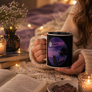 Tasse 2 Couleurs Chat Mystique sous la lune - Dreammer Purple Night