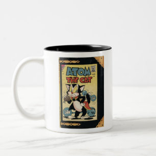 Tasse 2 Couleurs Chat noir - Cartoon de chat Superhero - Atom Chat