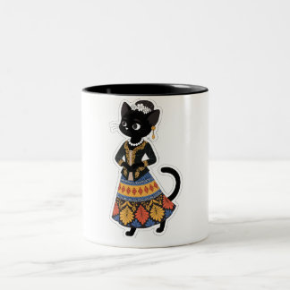 Tasse 2 Couleurs Chat noir javanais esthétique en Kebaya traditionn