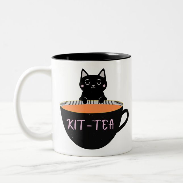 TASSE 2 COULEURS CHAT NOIR KIT-THÉ (Gauche)