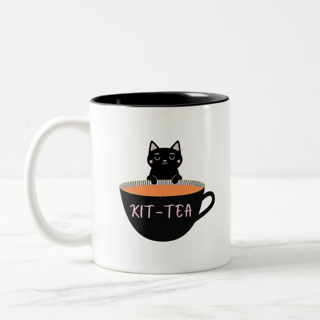 TASSE 2 COULEURS CHAT NOIR KIT-THÉ (Gauche)