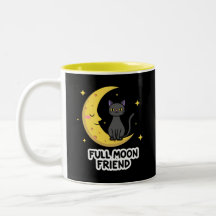 Chat noir mignon sur la Lune - Ami de la pleine lu