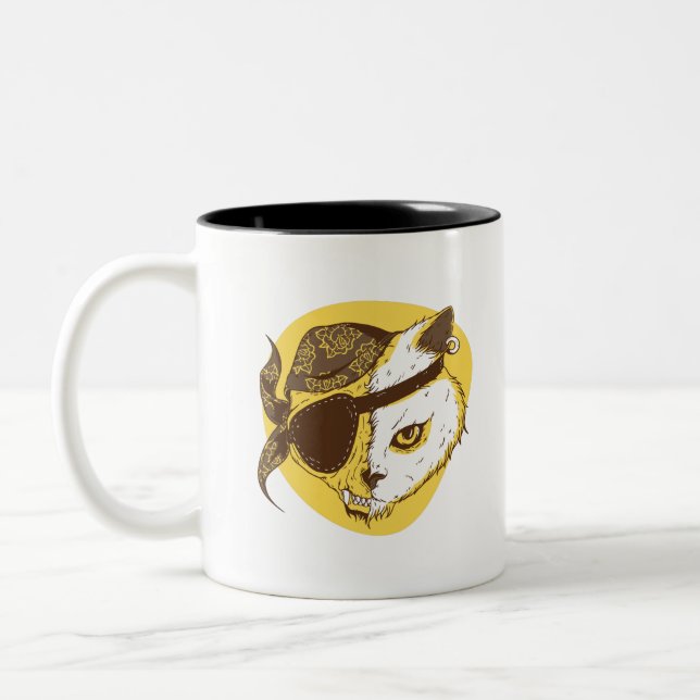 Tasse 2 Couleurs Chat pirate (Gauche)