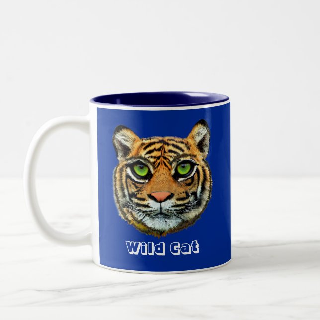 Tasse 2 Couleurs Chat sauvage en bleu (Gauche)