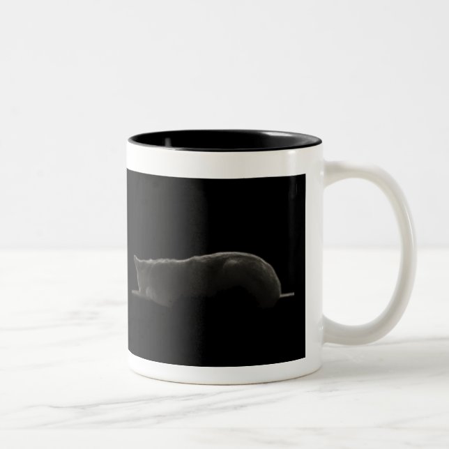 Tasse 2 Couleurs Chat Silhouette (Droit)