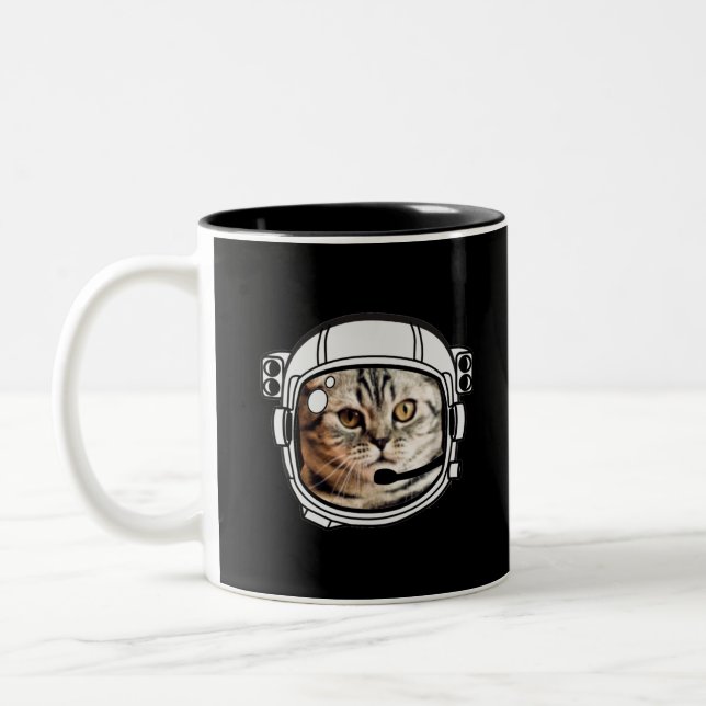 Tasse 2 Couleurs Chat spatial (Gauche)