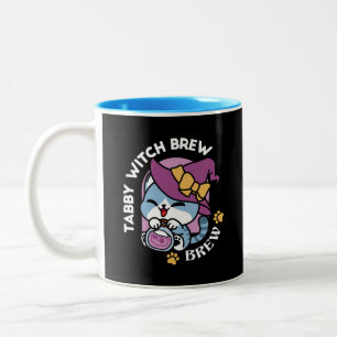 Tasse 2 Couleurs Chat Tabby Halloween – Chapeau de Sorcière & Art d
