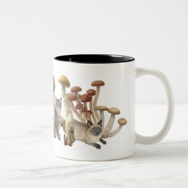 Tasse 2 Couleurs Chats de champignon (Droit)