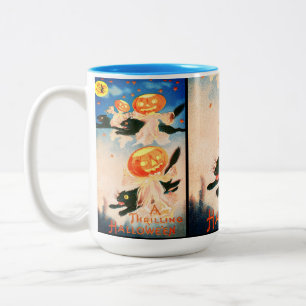 Tasse 2 Couleurs Chats noirs d'Halloween vintage