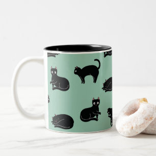 Tasse 2 Couleurs Chats noirs Motif sans couture