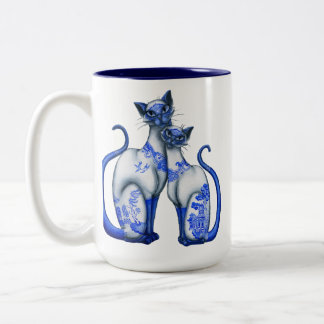 Tasse 2 Couleurs Chats siamois de saule bleu