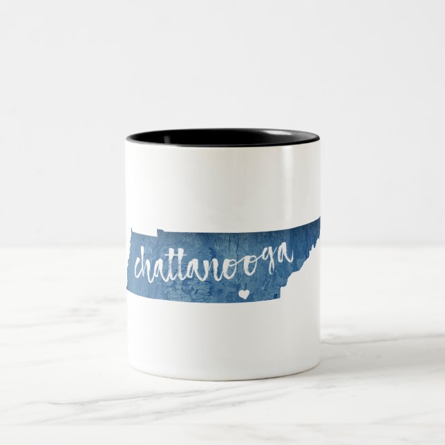 Tasse 2 Couleurs Chattanooga Tennessee Grain de bois (Centre)