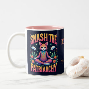 Tasse 2 Couleurs Chatte Féministe Psychedelique Personnalisée