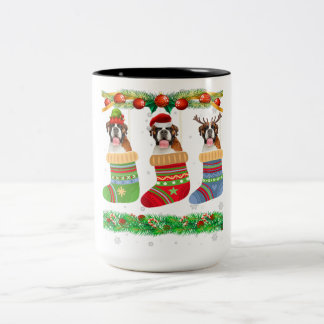 Tasse 2 Couleurs Chaussettes de Noël Chien Chien Chien Chien Chien