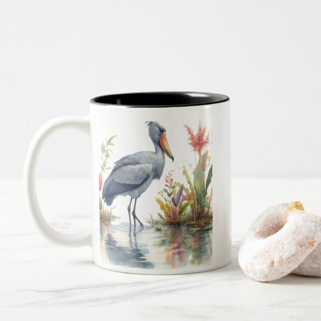 Tasse 2 Couleurs Chaussure Bouche Aquarelle peinture (Avec donut)