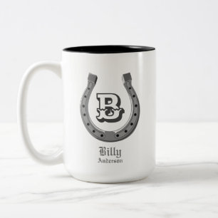 Tasse 2 Couleurs Chaussure Cheval Cowboy Monogramme personnalisé