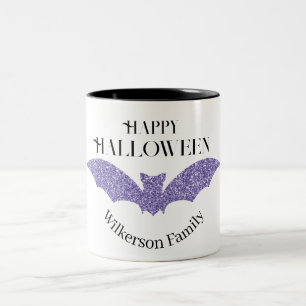 Tasse 2 Couleurs Chauve-souris Paillettes Violettes Joyeux Hallowee