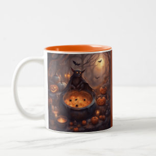 Tasse 2 Couleurs Chauve-souris vampire géante avec un chaudron plei