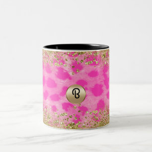 Tasse 2 Couleurs Cheetah léopard rose Imprimer Parties scintillant 