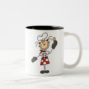 Tasse 2 Couleurs Chef féminin avec les gants et la cuillère en bois