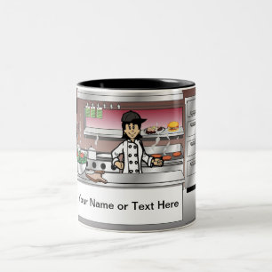 Tasse 2 Couleurs Chef, pas de casquette - Dessin féminin par Printe