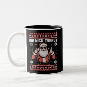 Tasse 2 Couleurs Chemise de Noël laide Big Nick Energy Santa