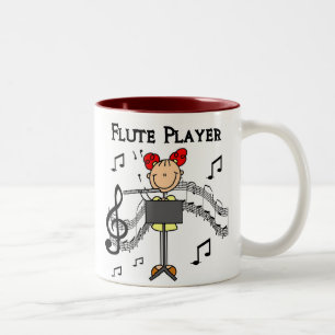 Tasse 2 Couleurs Chemise Fille Figurine Bâton Jouant de la Flûte et