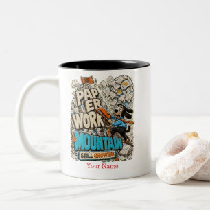 Tasse 2 Couleurs Chemise personnalisée Montagne de Paperasse Drôle,