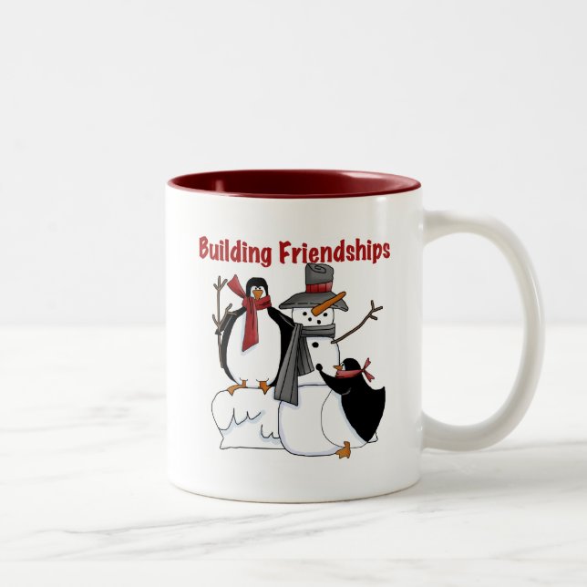 Tasse 2 Couleurs Chemises et cadeaux Penguins Building Friendship (Droit)