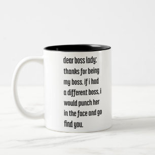 Tasse 2 Couleurs Chère Dame du Patron, Merci d'être mon patron
