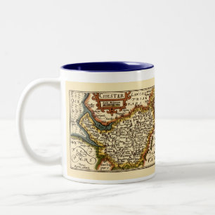 Tasse 2 Couleurs Cheshire (Chester) Comté Angleterre Carte Antiquai