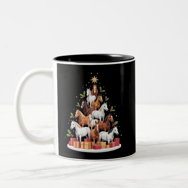 Tasse 2 Couleurs Cheval Arbre Noël Chevaux Noël Cadeaux Noël (Gauche)