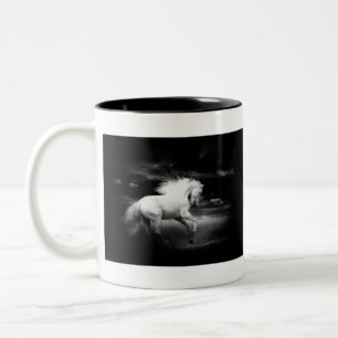 Tasse 2 Couleurs Cheval blanc en noir et blanc