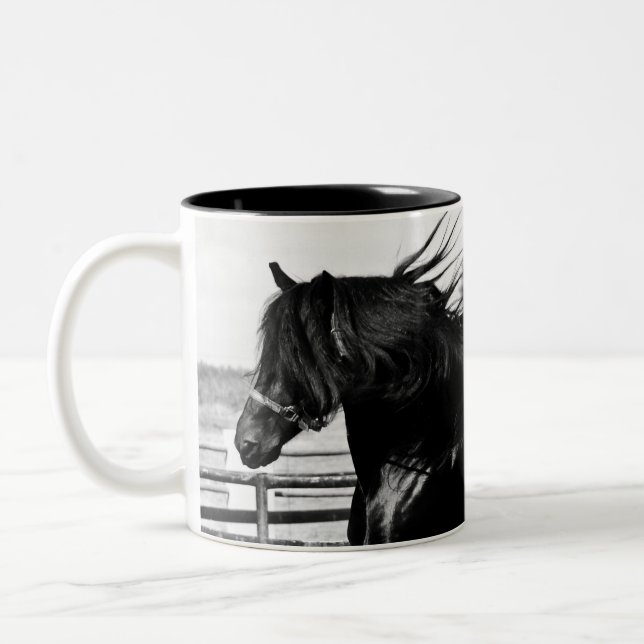 Tasse 2 Couleurs Cheval de beauté noire (Gauche)