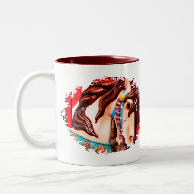 Tasse 2 Couleurs Cheval de carrousel à vapeur silencieux (Gauche)