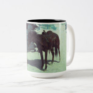 Tasse 2 Couleurs Cheval et Cowboy neige hivernale