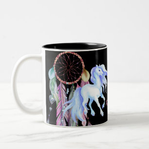 Tasse 2 Couleurs Cheval et Dreamcatcher ~ Rêves et Voeux BOHO