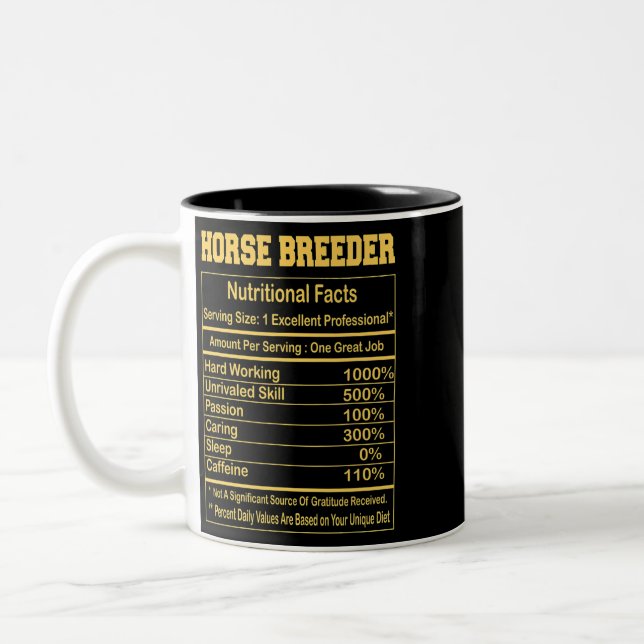 Tasse 2 Couleurs Cheval Funny Cheval éleveur Faits nutritionnels Mo (Gauche)