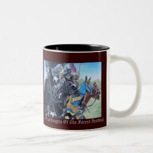 Tasse 2 Couleurs chevaliers médiévaux historiques jouant à cheval