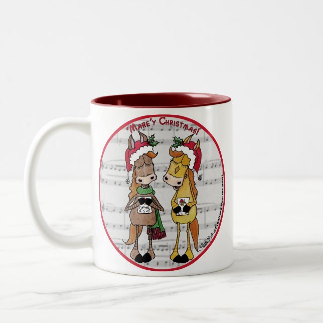 Tasse 2 Couleurs Chevaux de covoiturage - 'Mare'y Christmas (Gauche)