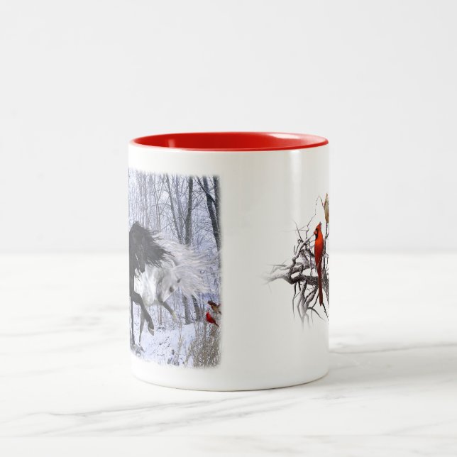 Tasse 2 Couleurs Chevaux et cardinaux de Noël 2022 (Centre)